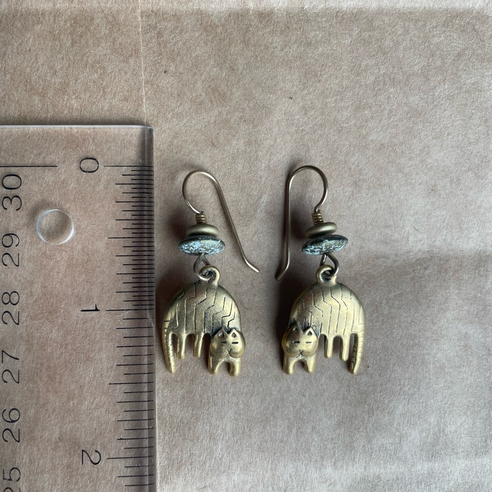 Vintage Laurel Burch Gold Cat Earrings